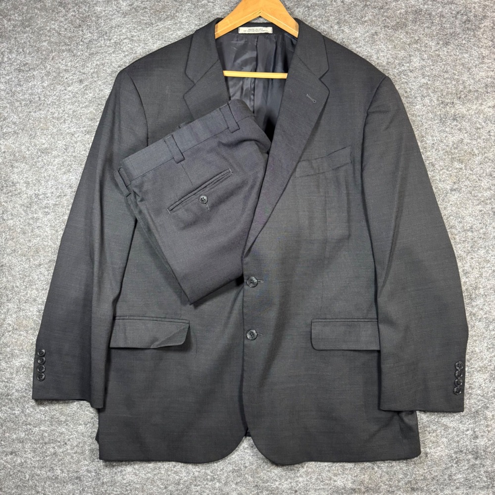 Joseph Abboud 2 Piece Suit Mens 46R Marzotto Wool Slim Fit Dark Grey 43x29.5
